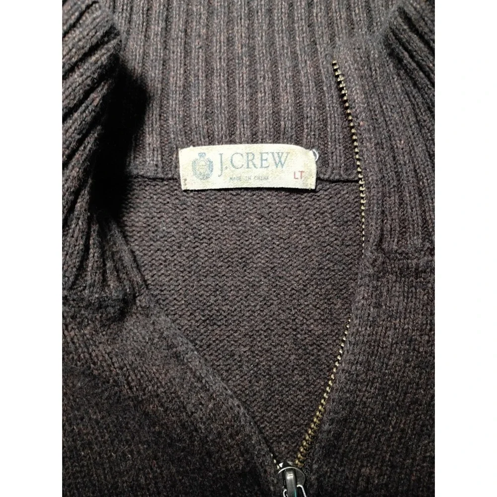J. Crew Men's 1/4 Zip Mock Neck Brown Knit Sweater Size LT